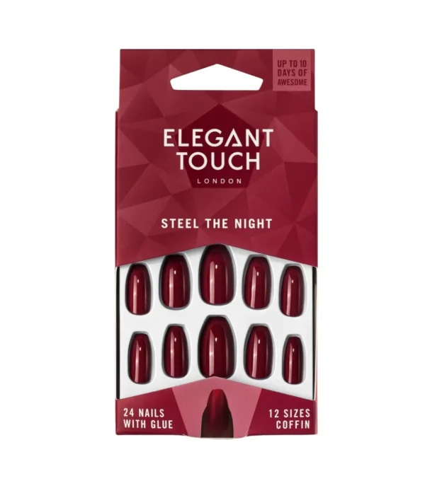 ELEGANT TOUCH ET Trend Nails - Steel the Night (Red/squaletto)^ Uñas Artificiales